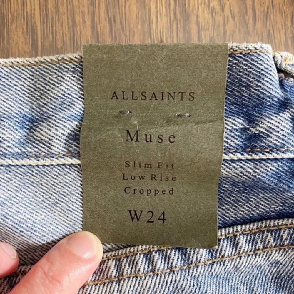NWT ALLSAINTS Muse Ankle Slim Distressed Boho Jeans 24